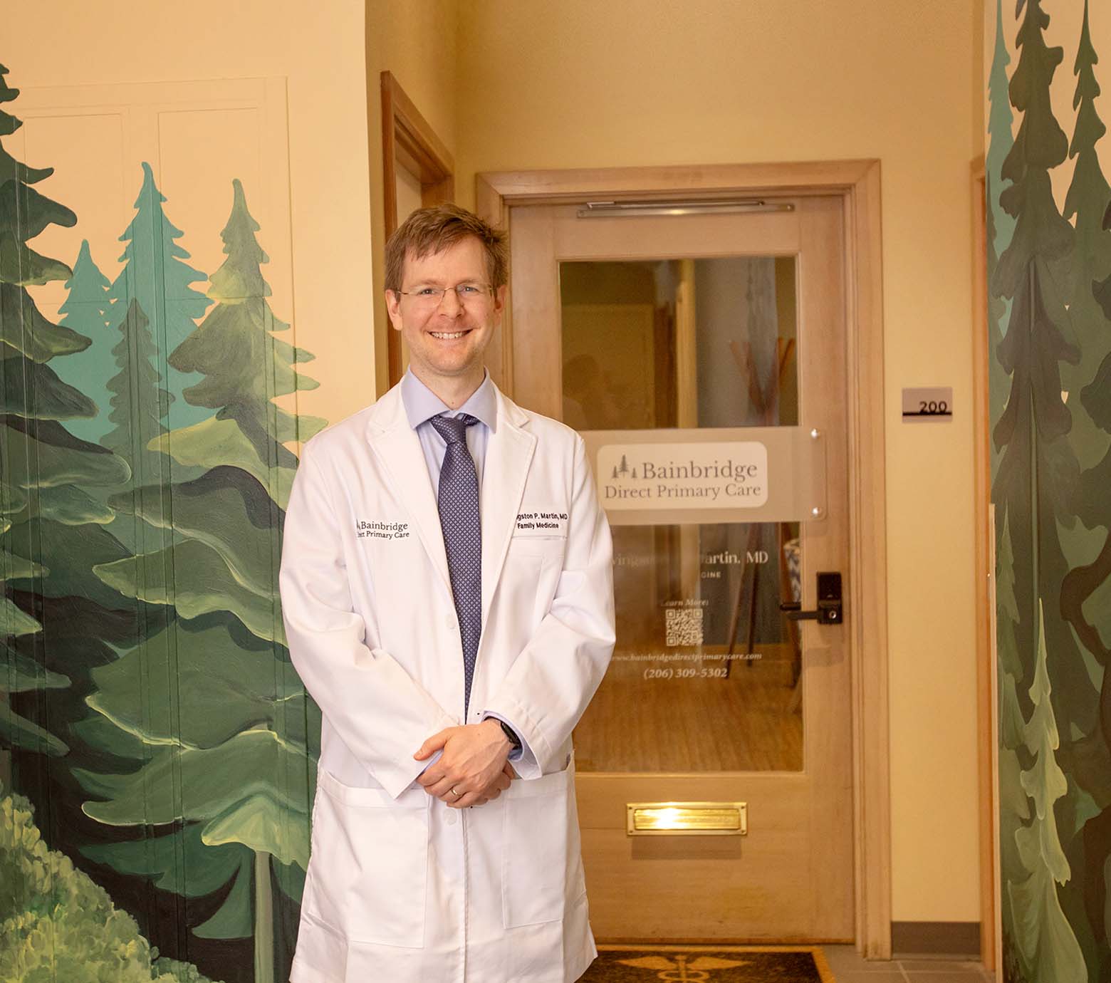 Bainbridge Direct Primary Care — the hallway mural, the project's defining image