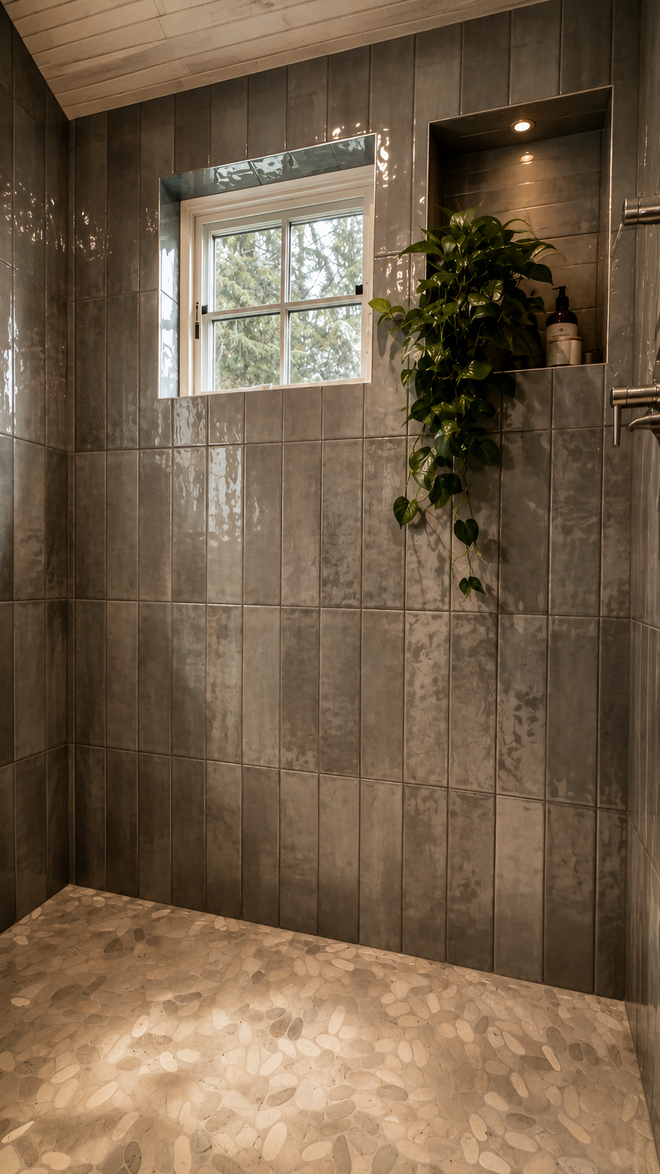 Beans Bight shower — tile, light, enclosure