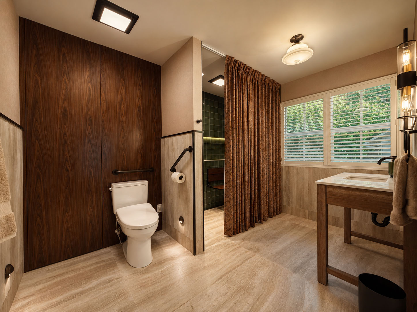 Buckskin Lane — Bathroom Walnut Storage Wall + Toilet Zone